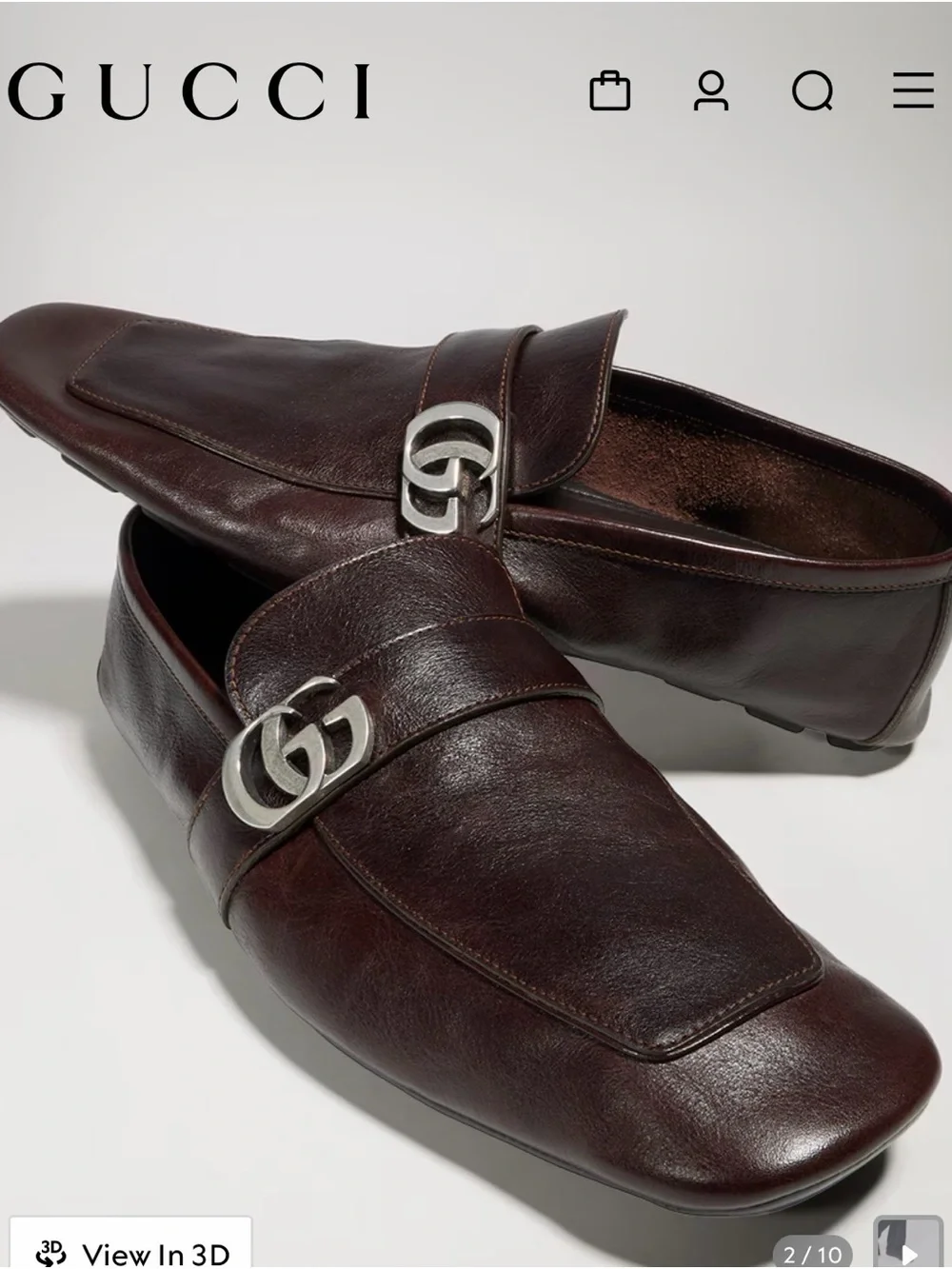 Gucci men’s driver with double G Dark Brown Leather GG Horsebit Slip-On Loafers